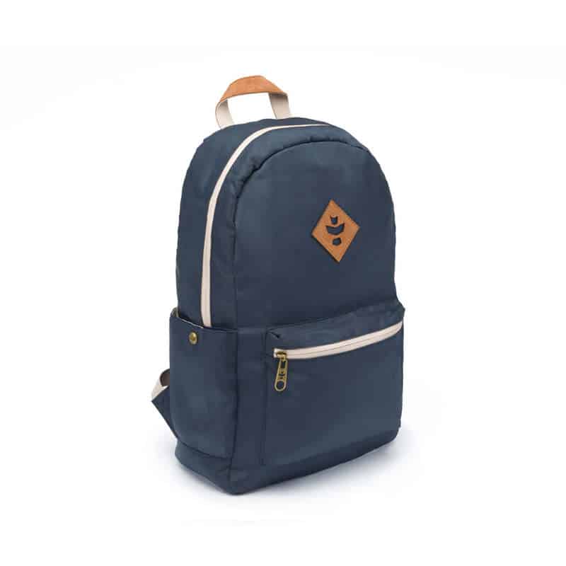 Close-up of Revelry Escort backpacks water-resistant exterior and lockable zippers